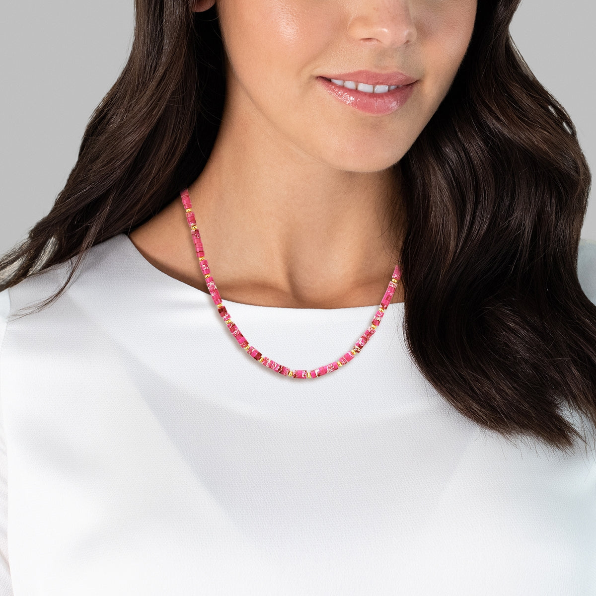 Kette gelbgold rosa