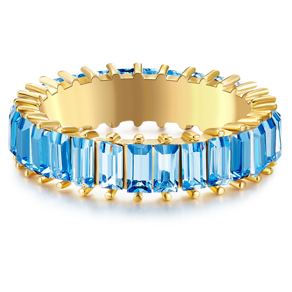 Ring gelbgold Kristall blau