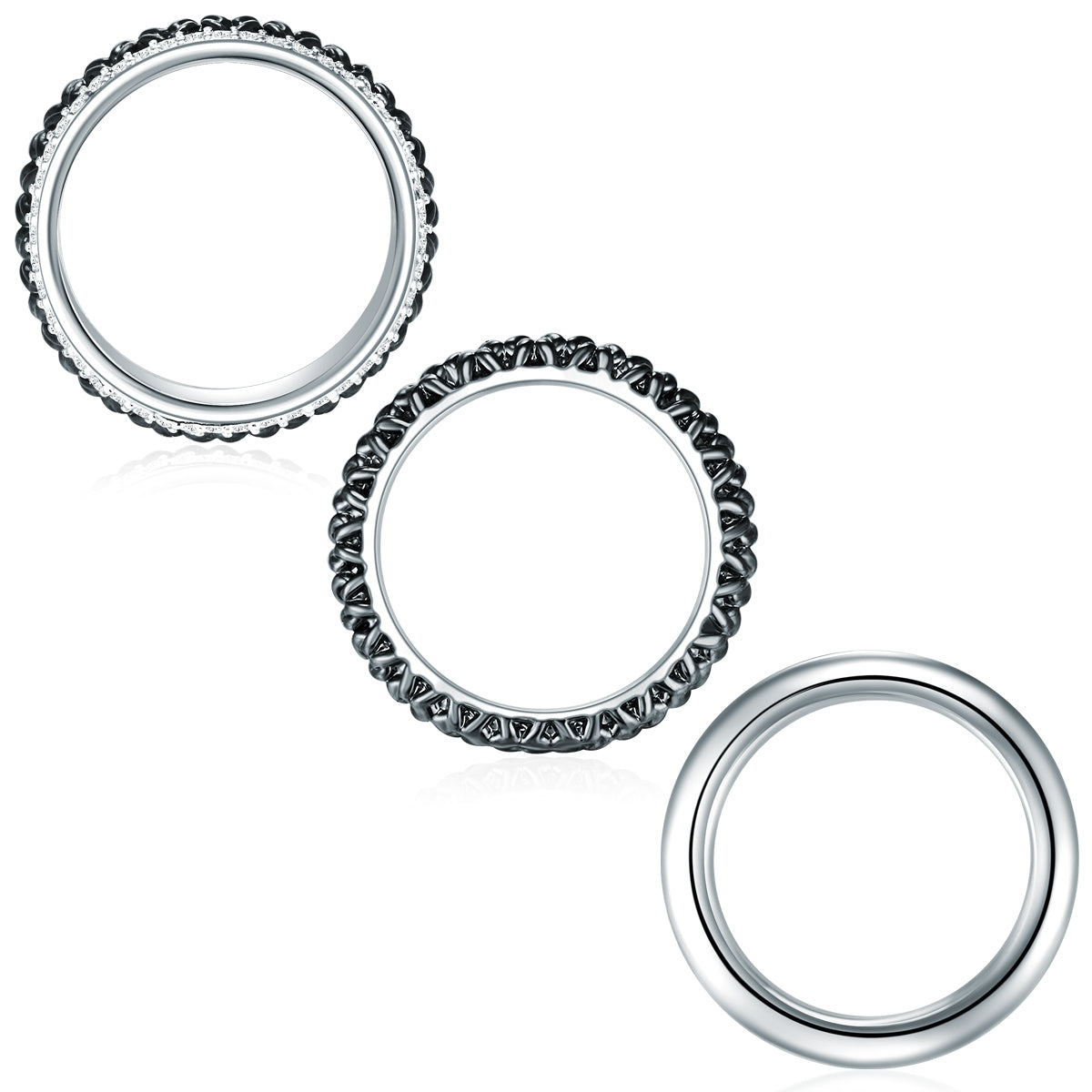 3er Set Ringe verziert mit Kristallen von Swarovski® weiß