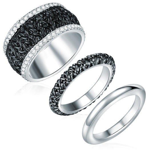 3er Set Ringe verziert mit Kristallen von Swarovski® weiß