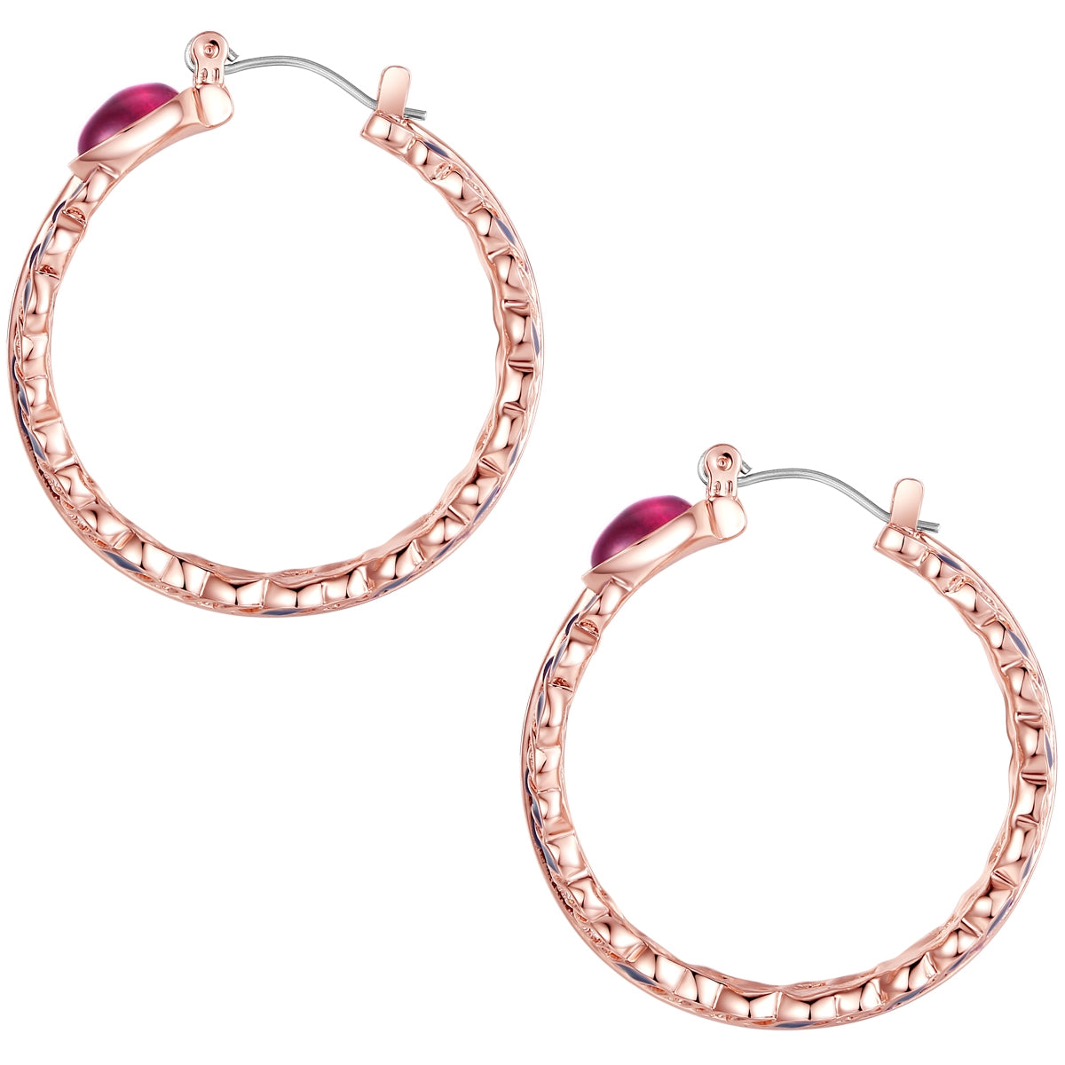 Creolen roségold verziert mit Kristallen von Swarovski® weiß Glas pink