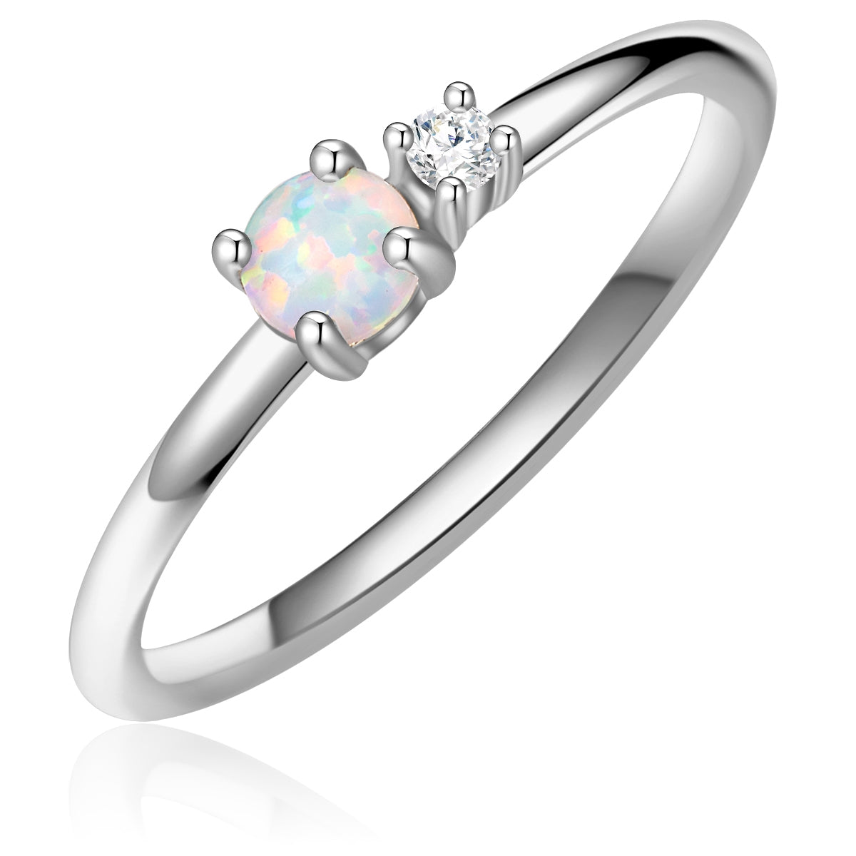 Ring Sterling Silber Opal (synth.) Zirkonia weiß