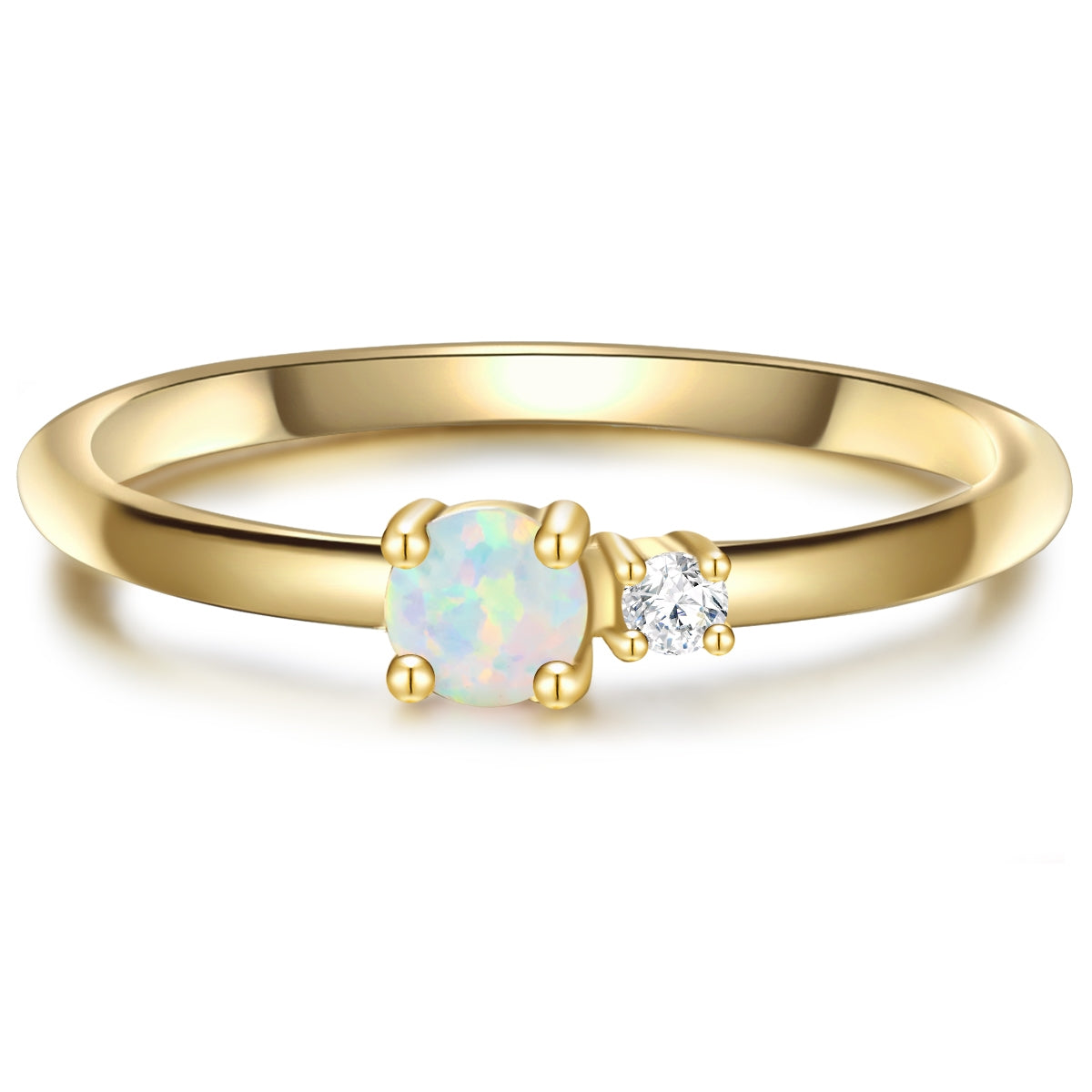 Ring Sterling Silber gelbgold Opal (synth.) Zirkonia weiß