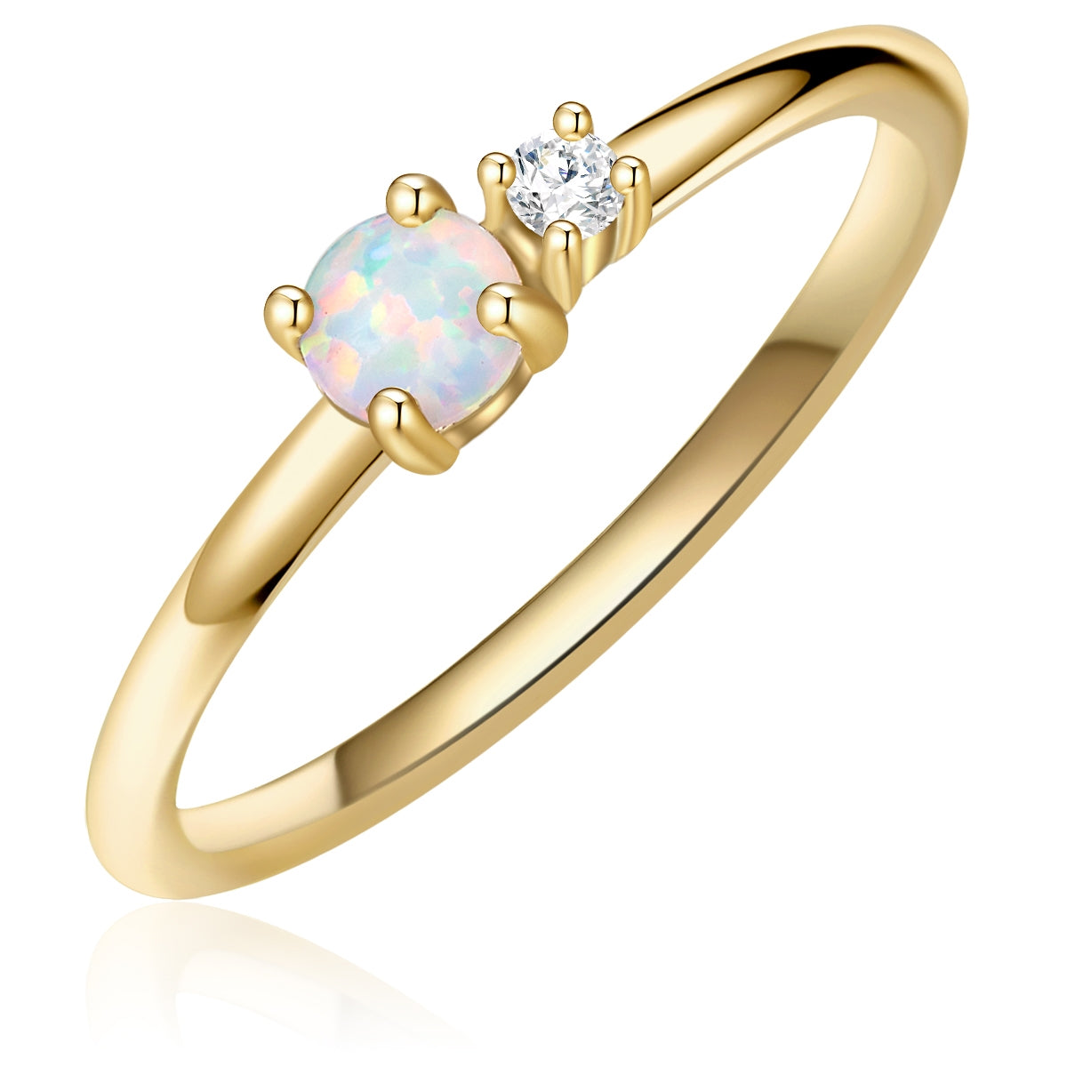 Ring Sterling Silber gelbgold Opal (synth.) Zirkonia weiß