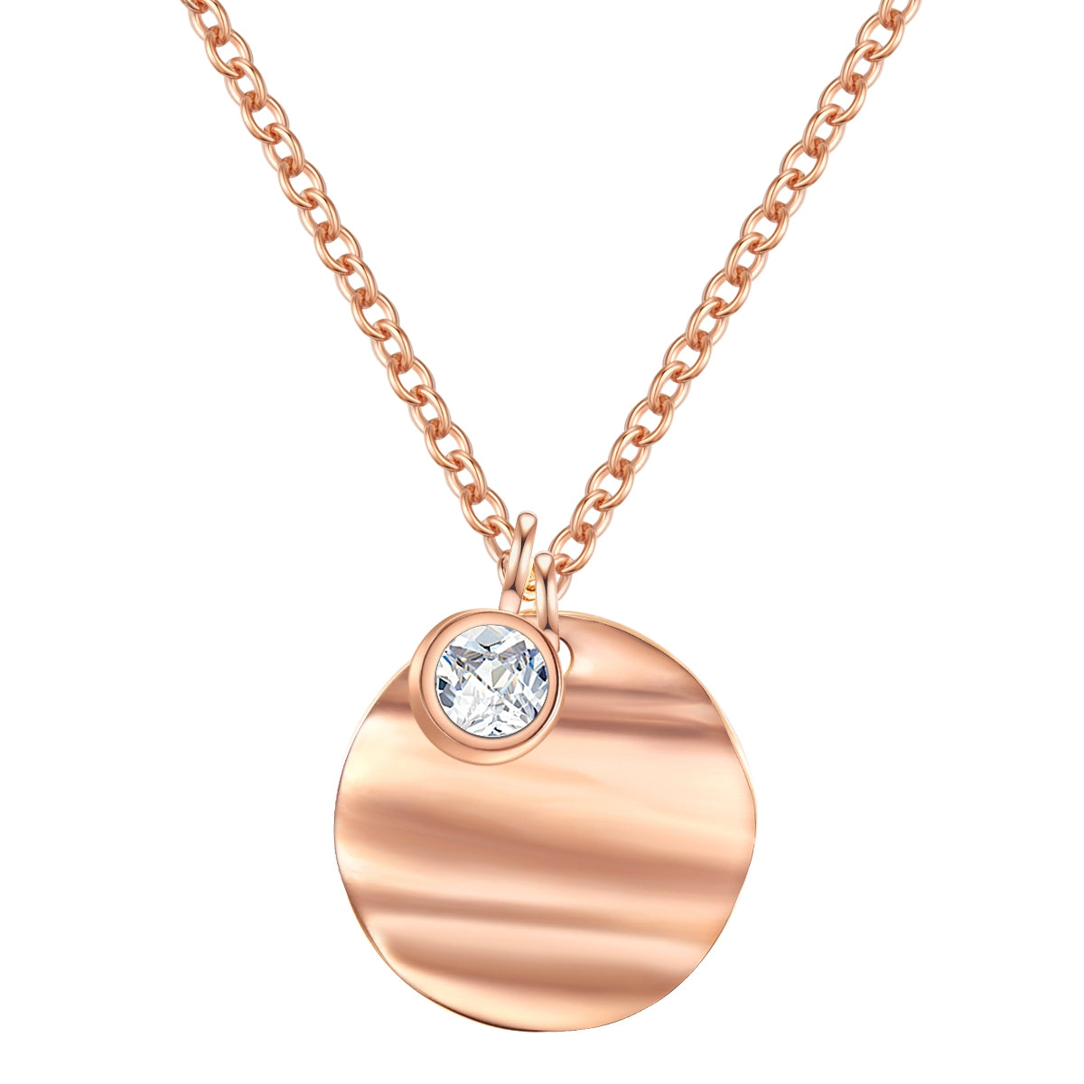 Kette mit Anhänger Edelstahl roségold Zirkonia weiß