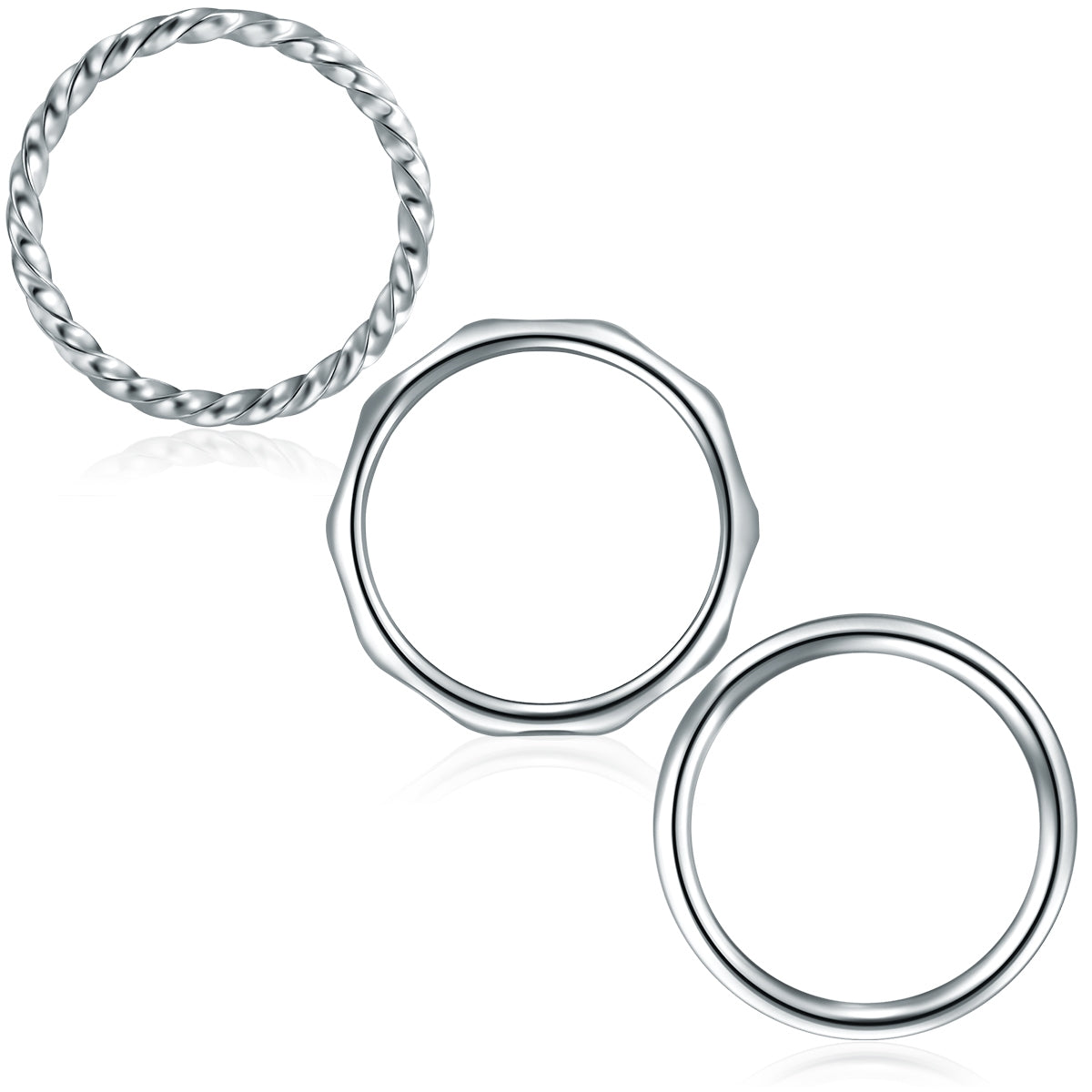 3er Set Ringe Edelstahl