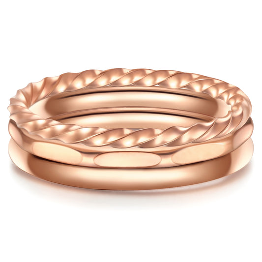 3er Set Ringe Edelstahl roségold