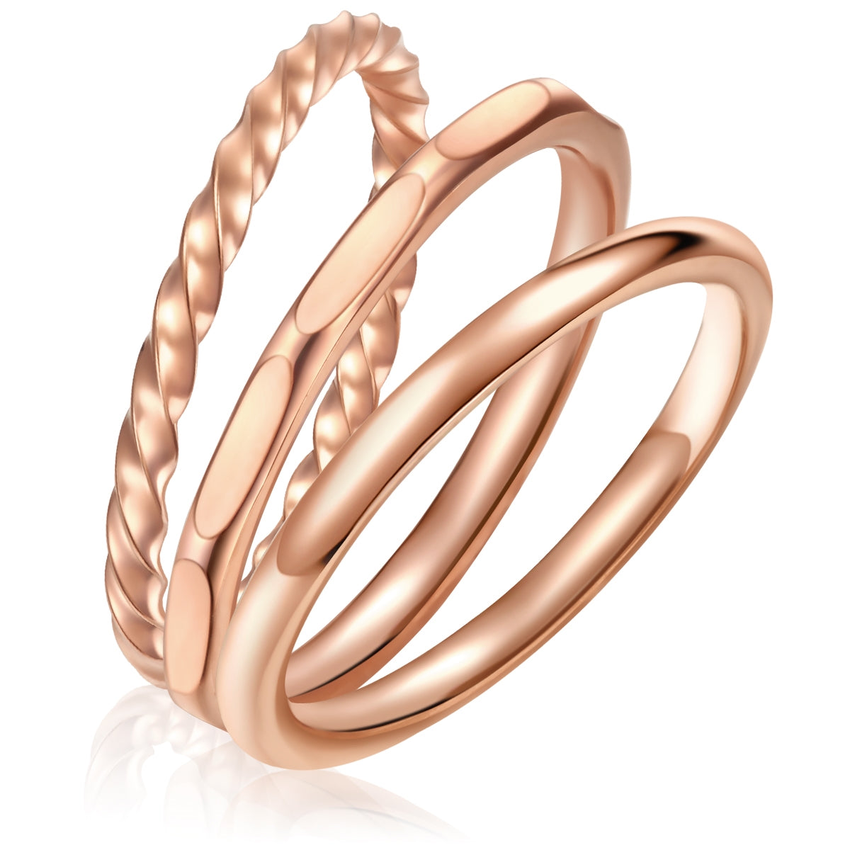 3er Set Ringe Edelstahl roségold