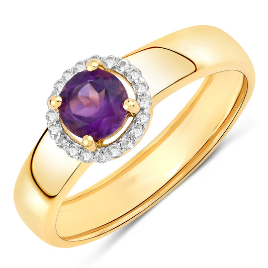 Ring Sterling Silber gelbvergoldet Amethyst Topas weiß