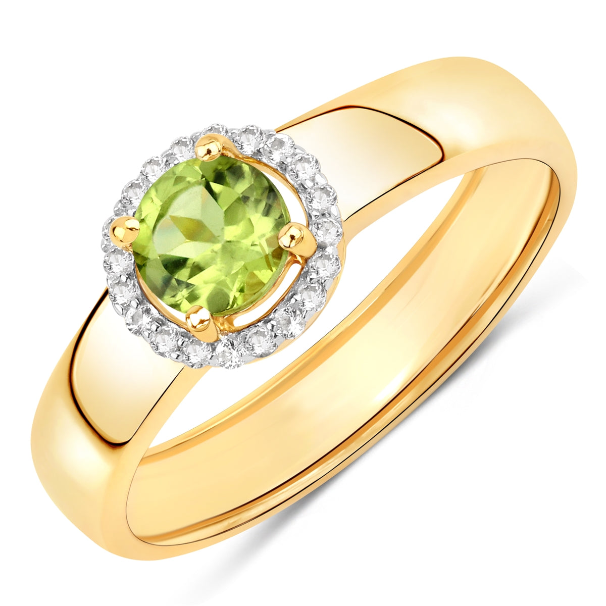 Ring Sterling Silber gelbvergoldet Peridot grün Topas weiß