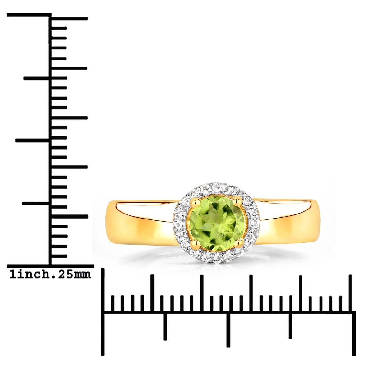 Ring Sterling Silber gelbvergoldet Peridot grün Topas weiß