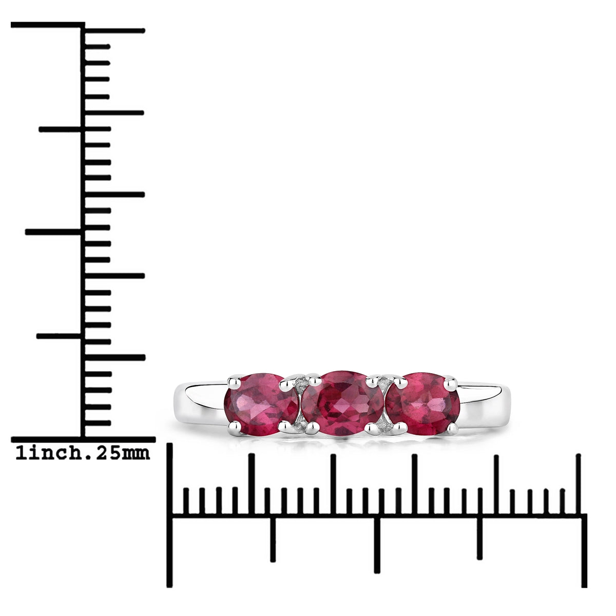 Ring Sterling Silber Rhodolith rosa-rot