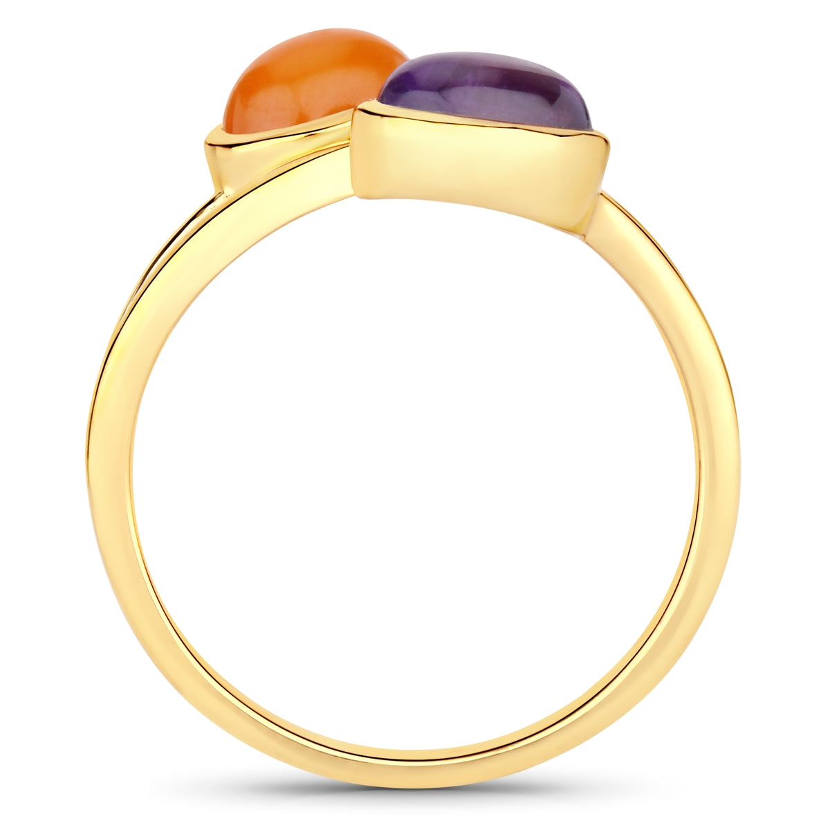 Ring Sterling Silber gelbvergoldet Amethyst Karneol orange-rot