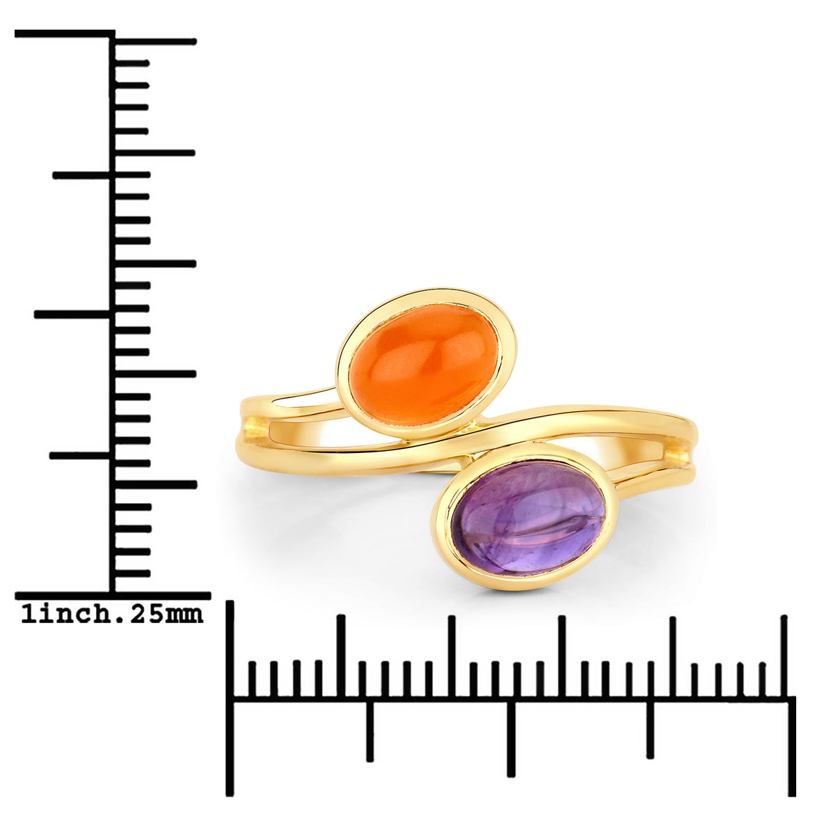 Ring Sterling Silber gelbvergoldet Amethyst Karneol orange-rot