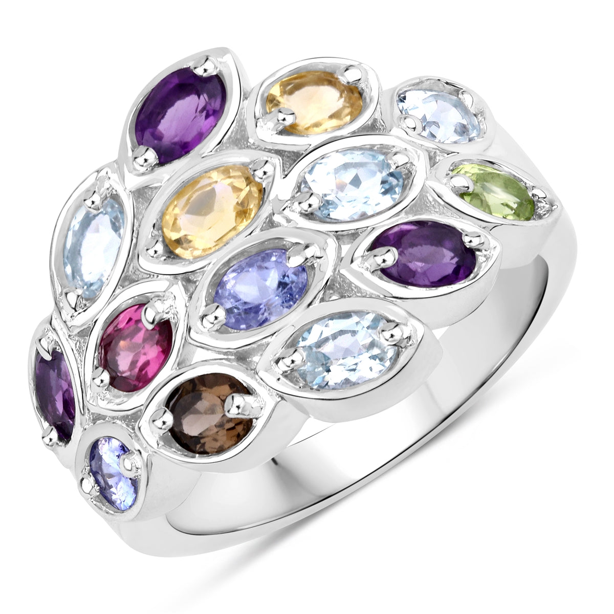 Ring Sterling Silber Edelsteine multicolor