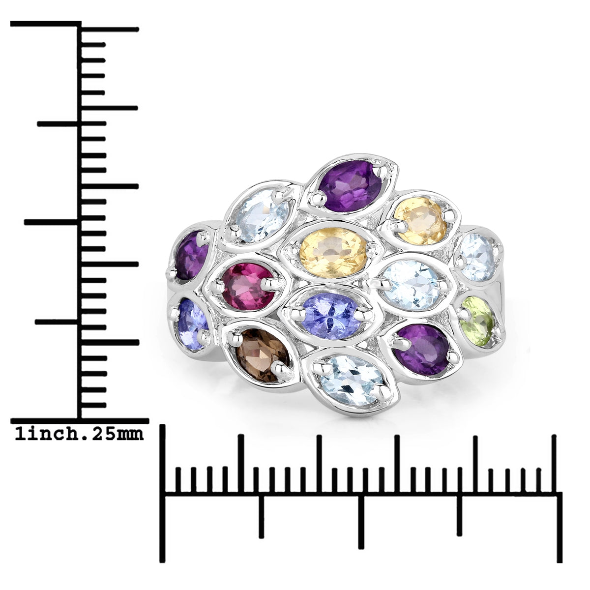 Ring Sterling Silber Edelsteine multicolor