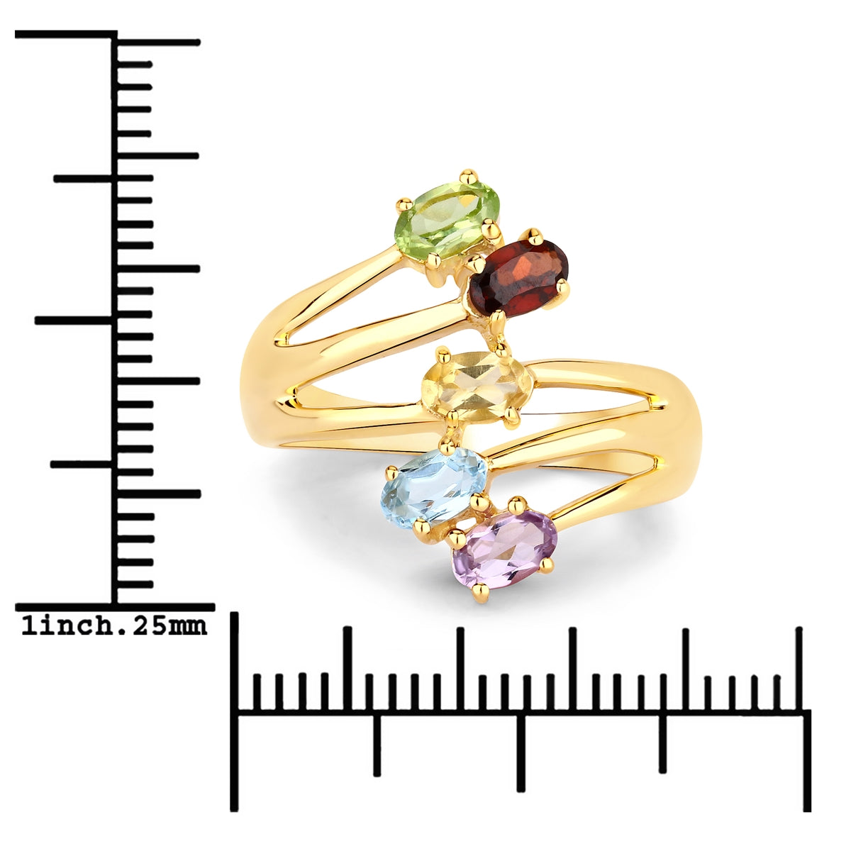 Ring Sterling Silber gelbvergoldet Edelsteine multicolor