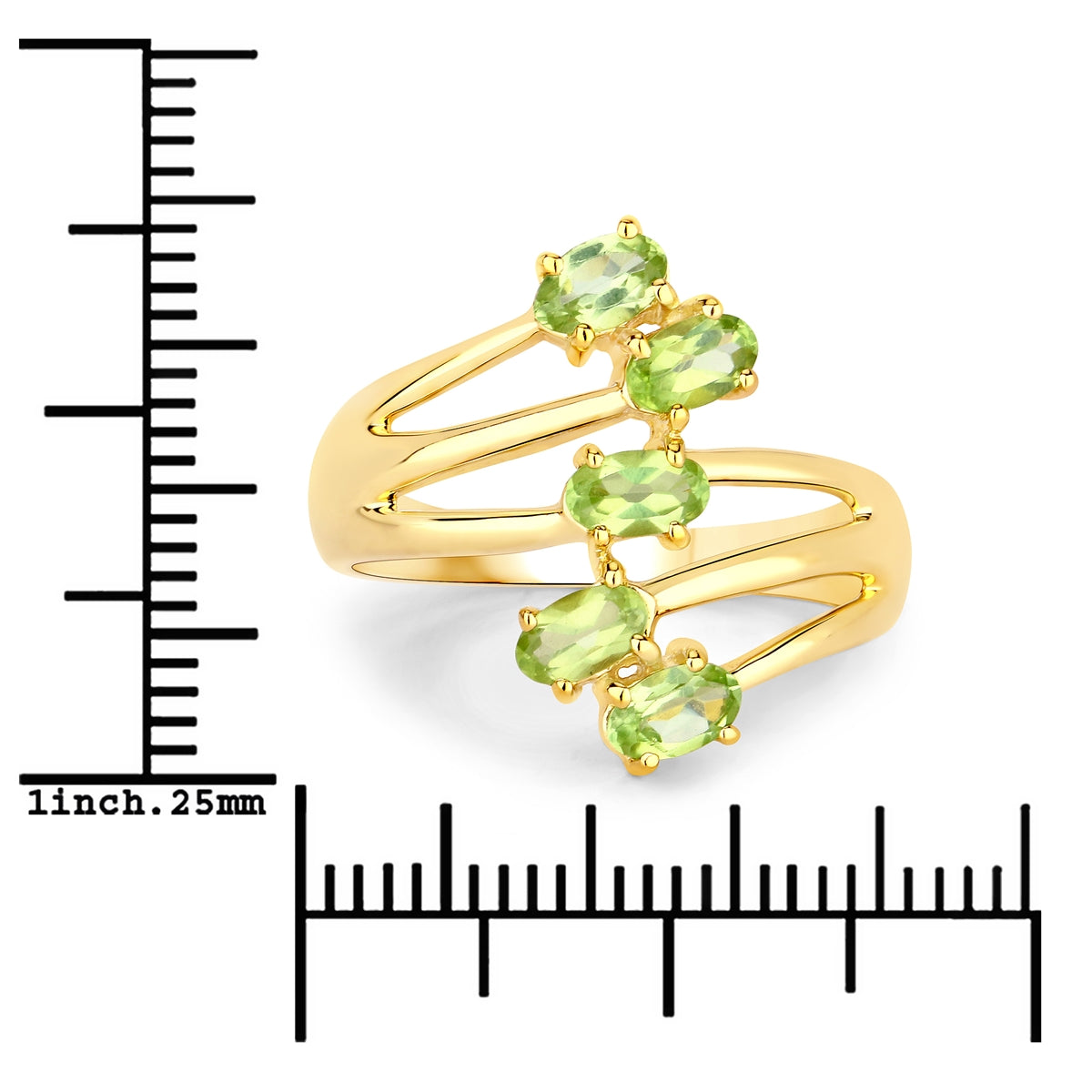 Ring Sterling Silber gelbvergoldet Peridot grün