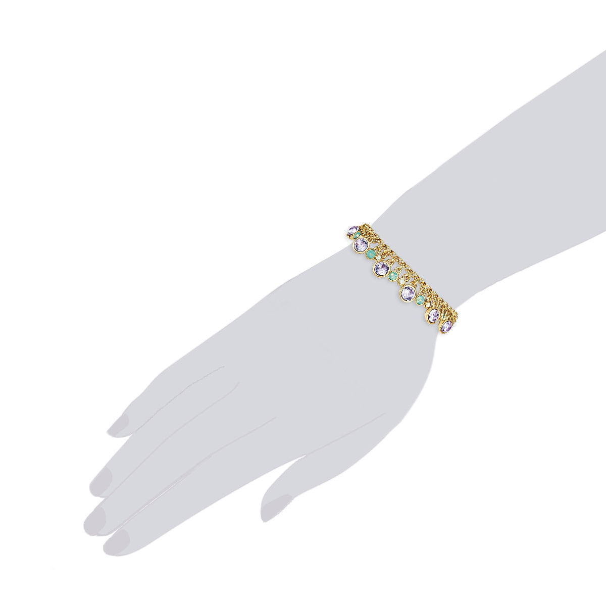 Armband gelbgold verziert mit Kristallen von Swarovski® bunt