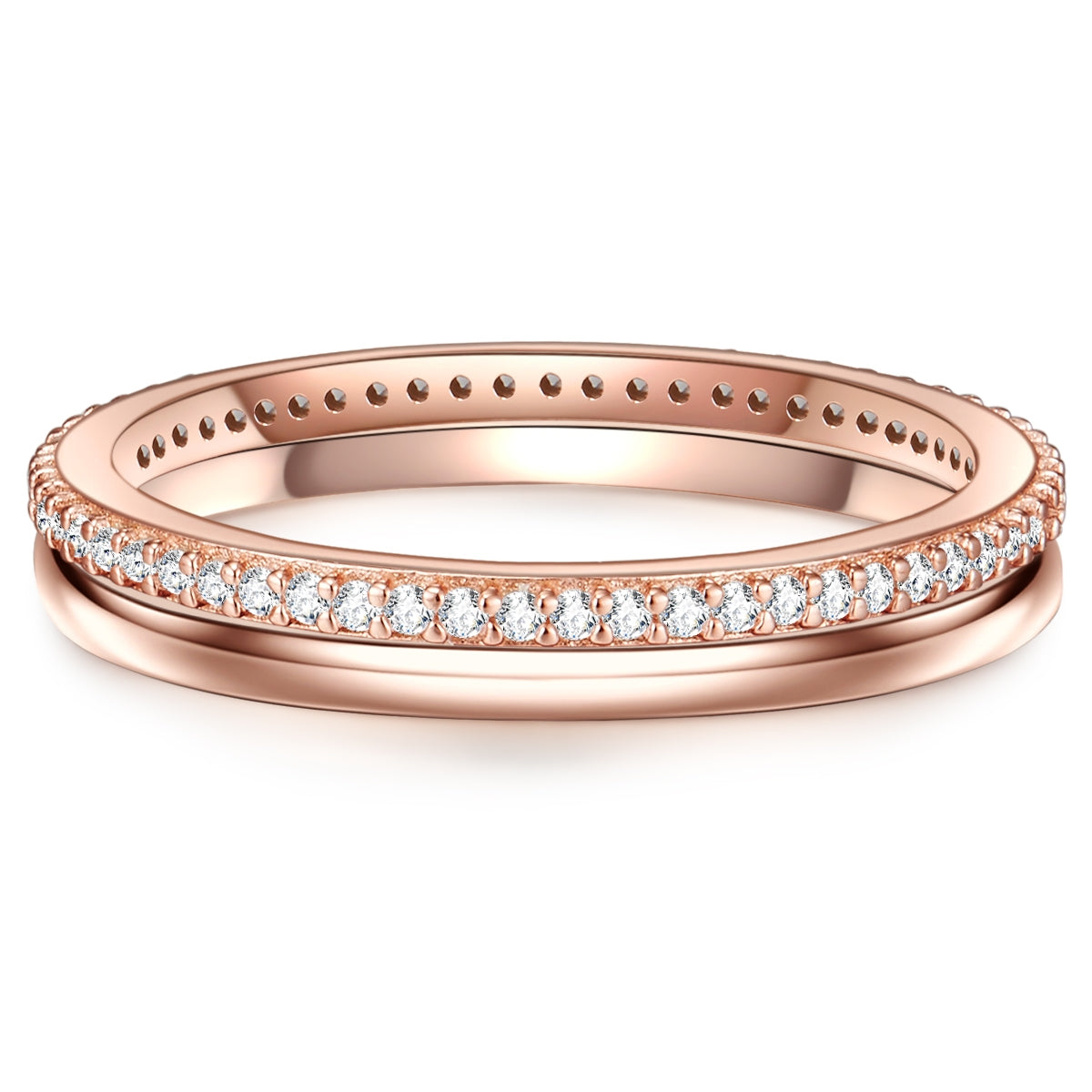 2er Set Ringe roségold Zirkonia weiß