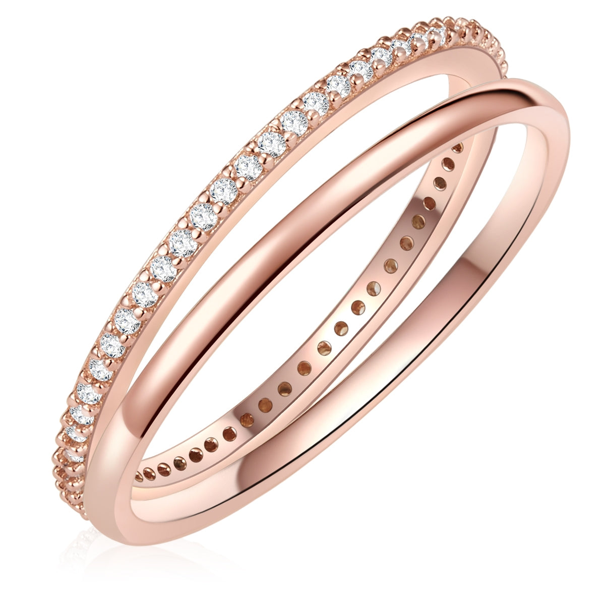 2er Set Ringe roségold Zirkonia weiß