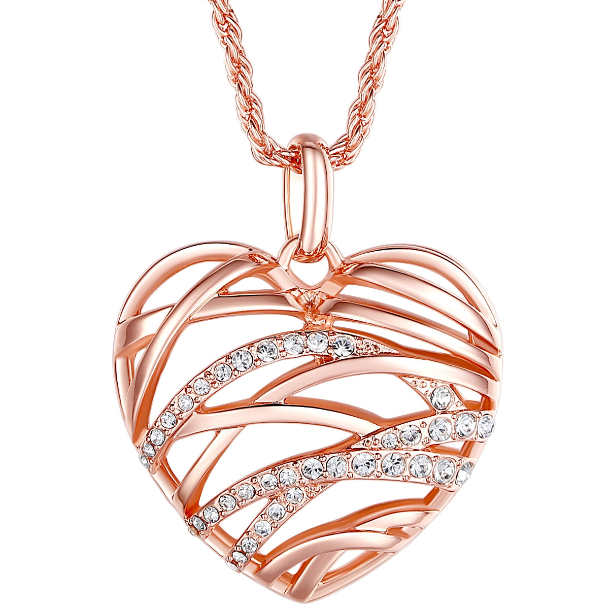 Kette mit Anhänger roségold verziert mit Kristallen von Swarovski® weiß