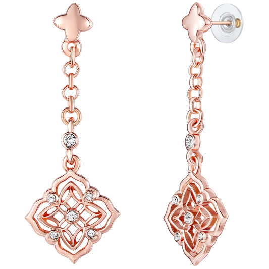 Ohrhänger roségold verziert mit Kristallen von Swarovski® weiß