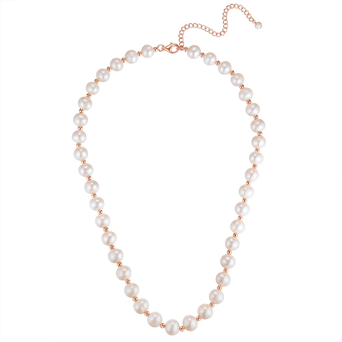 Kette Sterling Silber roségold Süßwasser-Zuchtperle weiß