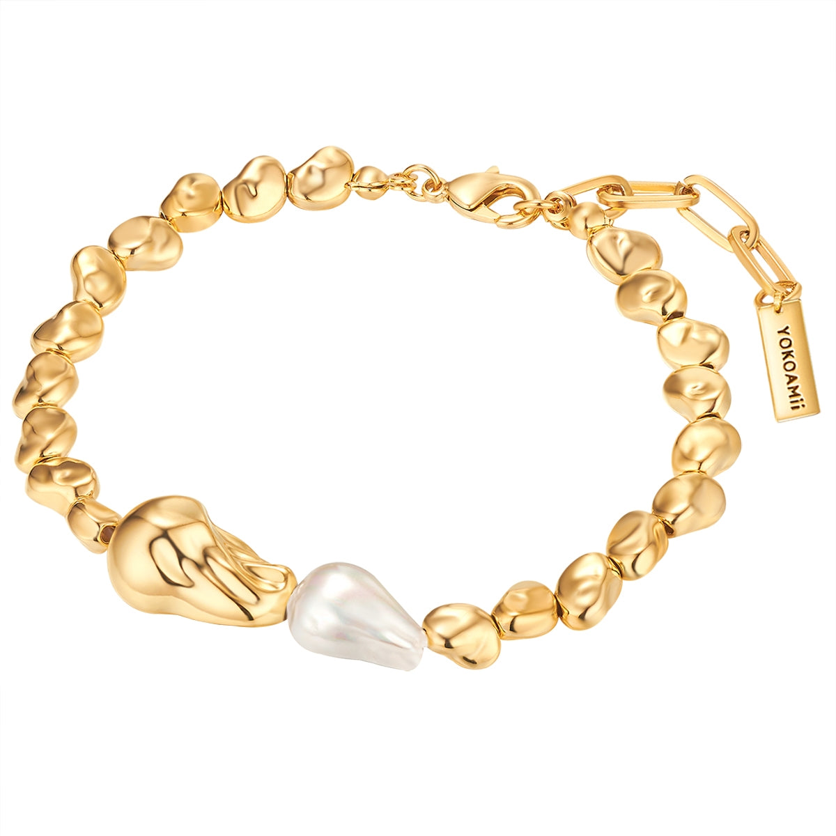 Armband gelbgold Muschelkernperle weiß