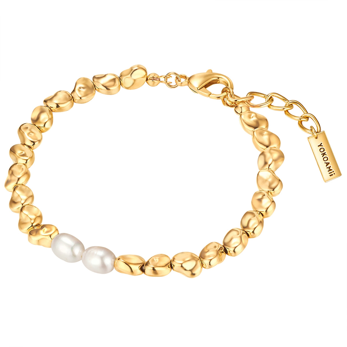 Armband gelbgold Muschelkernperle weiß