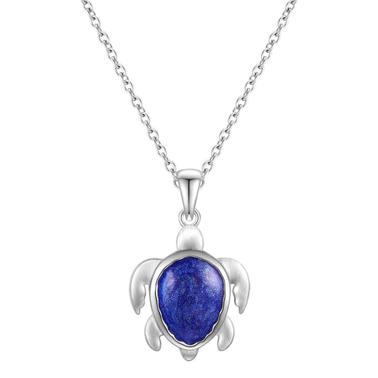 Kette mit Anhänger Sterling Silber Emaille blau