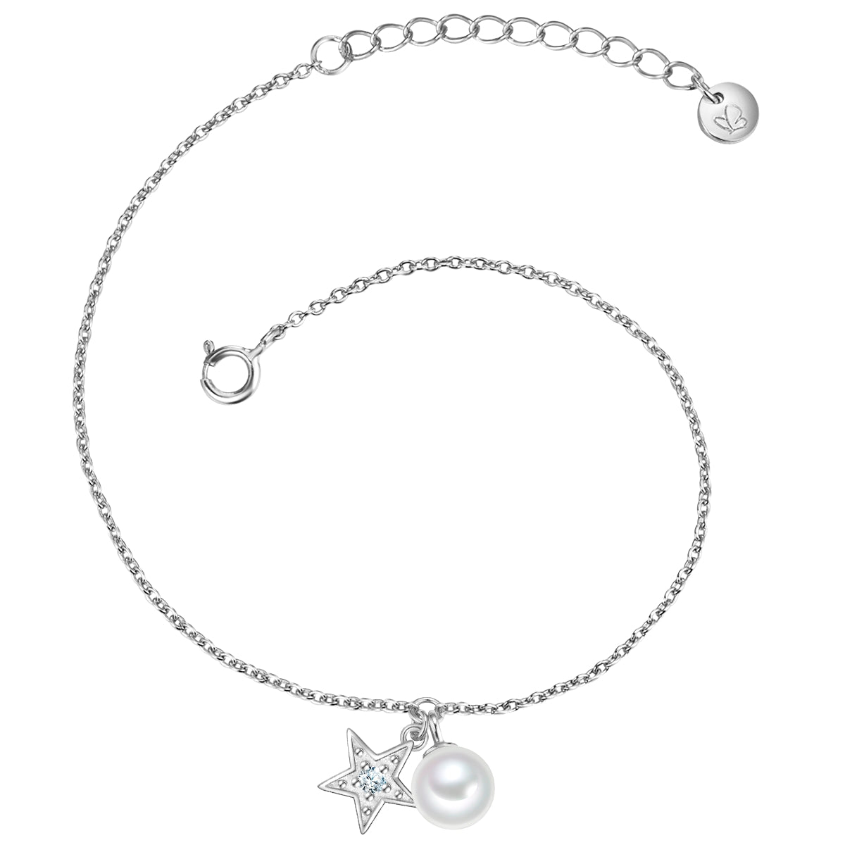 Armband Sterling Silber Süßwasser-Zuchtperle weiß Zirkonia weiß