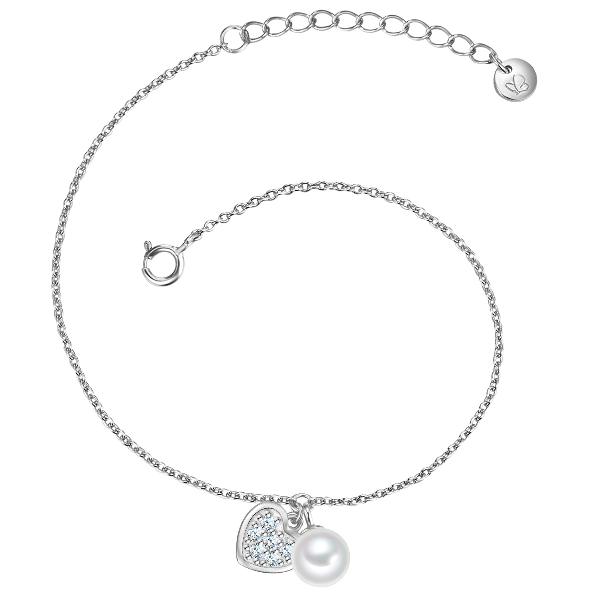 Armband Sterling Silber Süßwasser-Zuchtperle weiß Zirkonia weiß