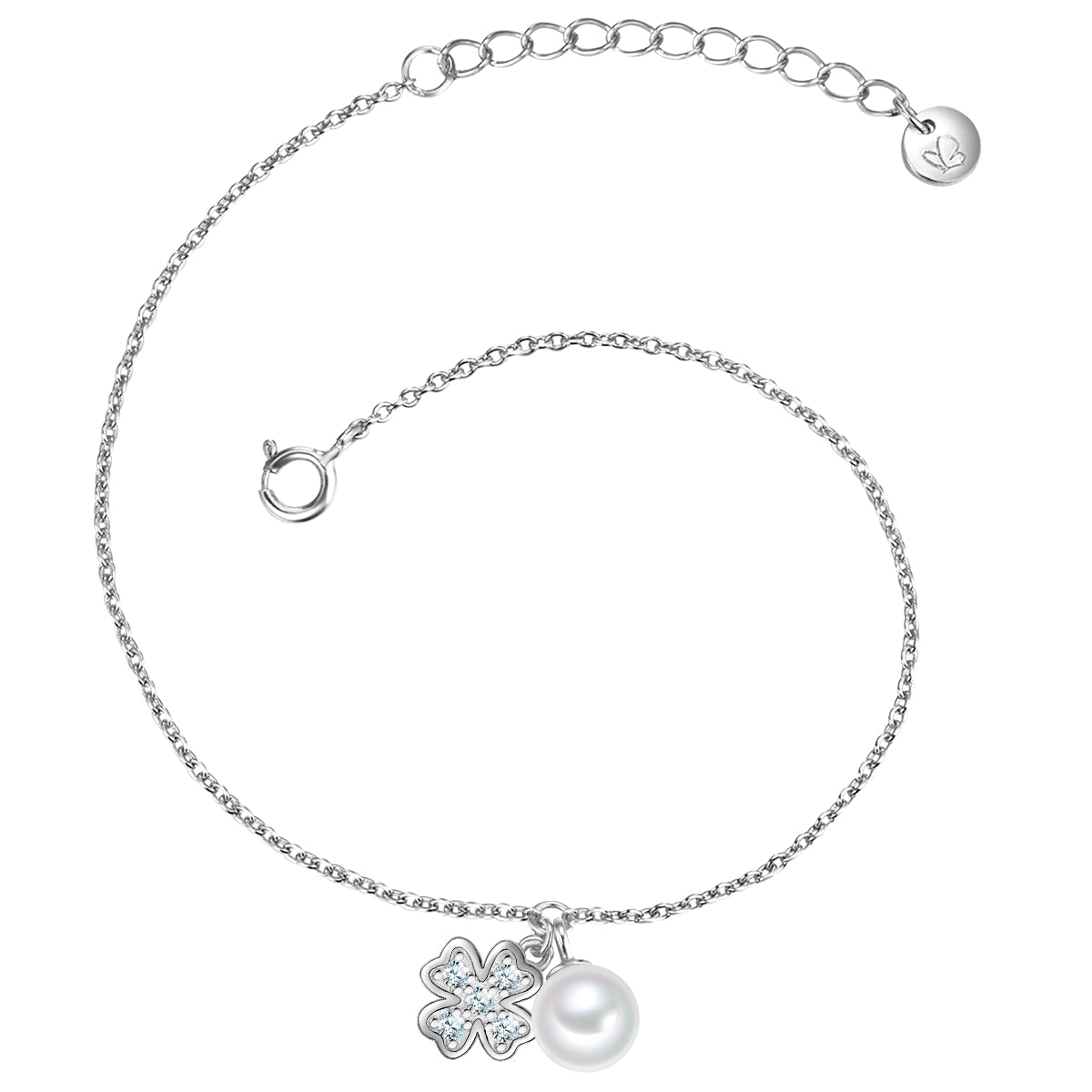 Armband Sterling Silber Süßwasser-Zuchtperle weiß Zirkonia weiß