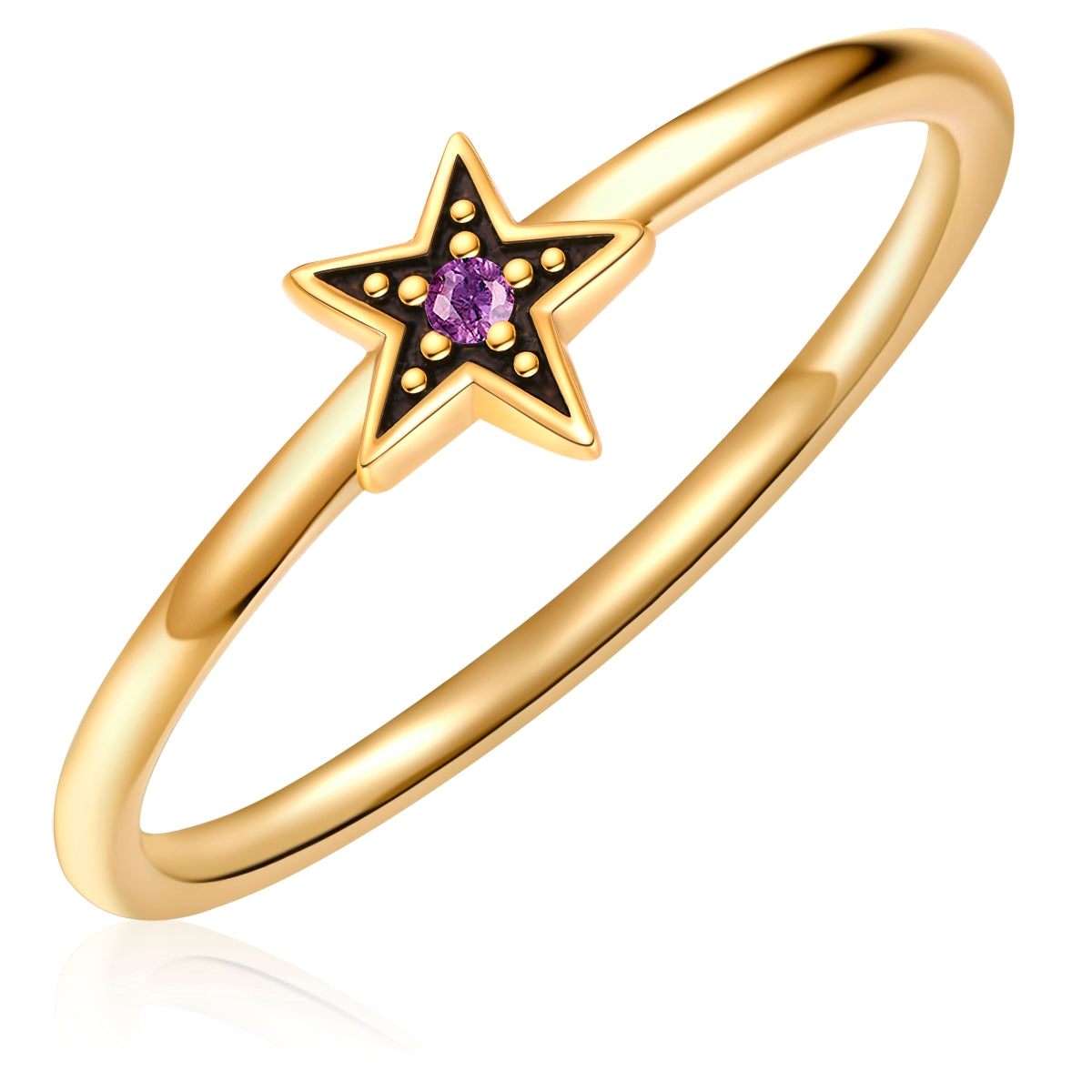 Ring Sterling Silber gelbgold Zirkonia lila