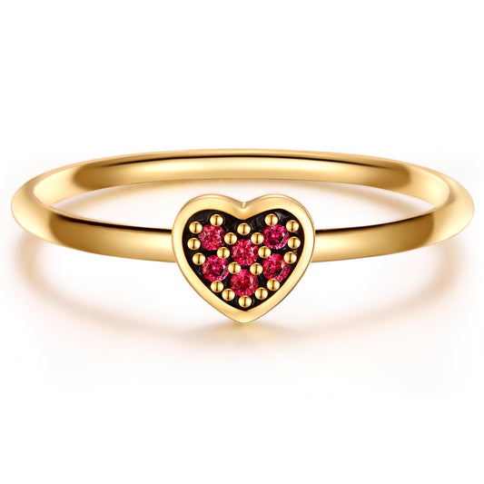 Ring Sterling Silber gelbgold Zirkonia rot