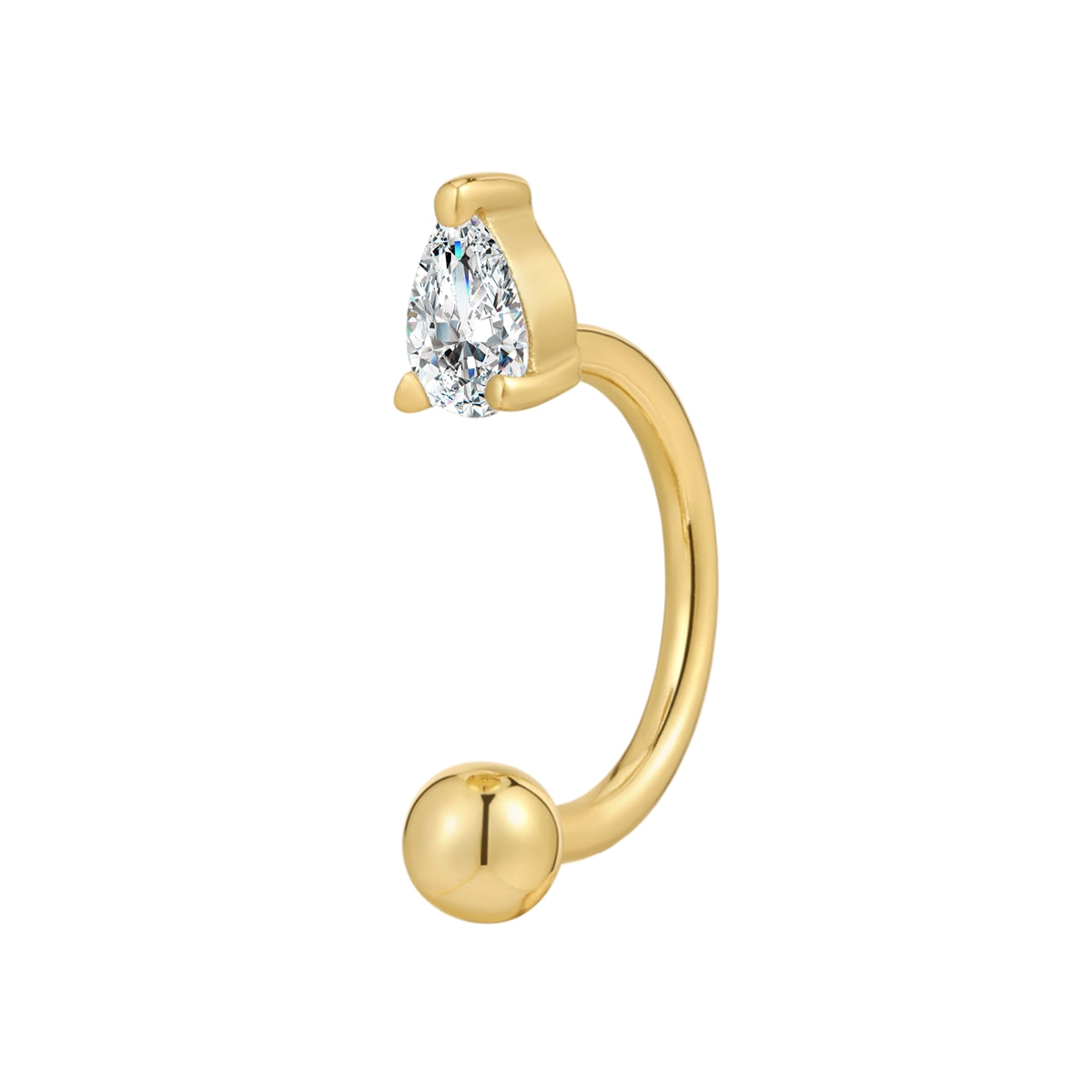 Piercing Sterling Silber gelbgold Zirkonia weiß