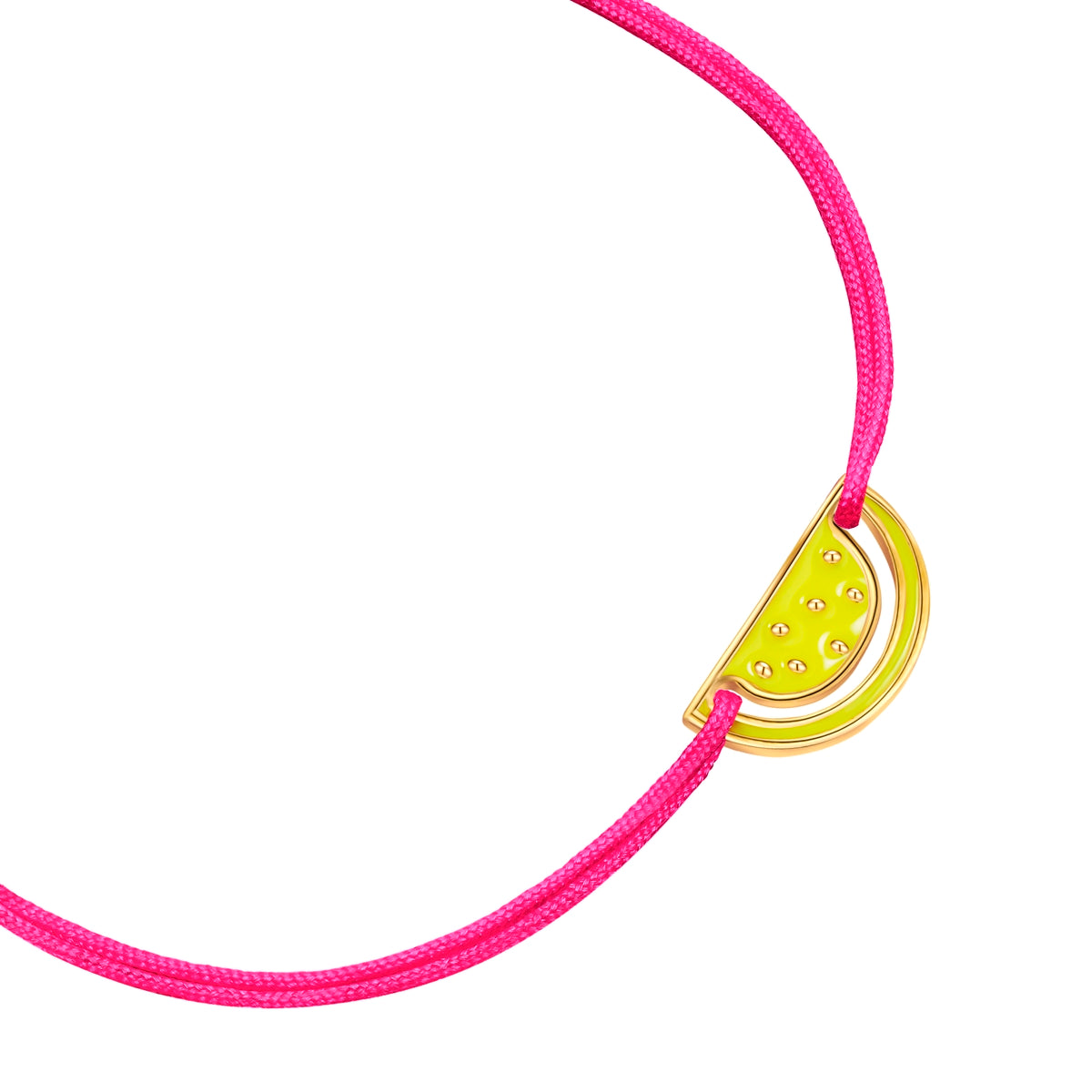 Armband Sterling Silber gelbgold Textil (pink) Emaille gelb